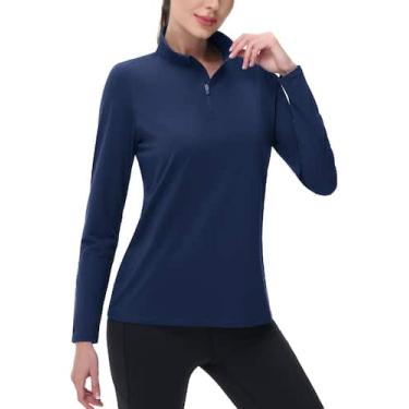 Imagem de Camisa Rash Guard MAGCOMSEN de manga comprida com zíper 1/4 azul marin