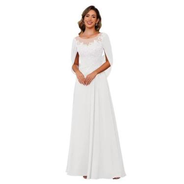 Imagem de Vestido RUMUGUYA Ivory Mãe da Noiva A Line Chiffon US10