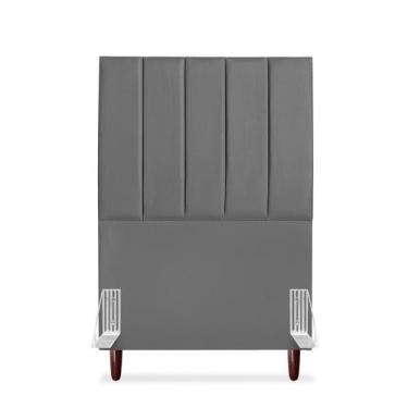Imagem de Cabeceira De Solteiro Carla 90 cm Com Frame Em Couro Cinza - Tifanny D