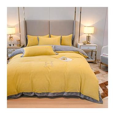 Imagem de Jogo de cama de inverno de pelúcia quente grosso 4 peças conjunto de cama dupla face veludo quente edredom fronha king size têxteis para o lar capa de edredom completo (cor: B-1, tamanho: 220 x 240 cm