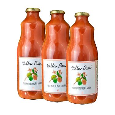 Imagem de Kit 3X: Suco de Goiaba Integral Sem Açúcar Villa Piva 1L