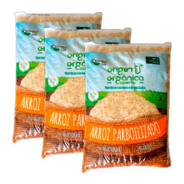 Imagem de Kit 3X: Arroz Agulha Longo Parboilizado Origem Orgânica 1kg