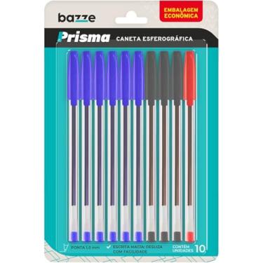 Imagem de Kit de Canetas Esferográficas, Summit, Bazze Prisma, 6 Azuis, 3 Pretas e 1 Vermelha, 1,0 mm