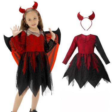 Imagem de Fantasia de morcego FCCAM para meninas acima de 4 anos M vermelho