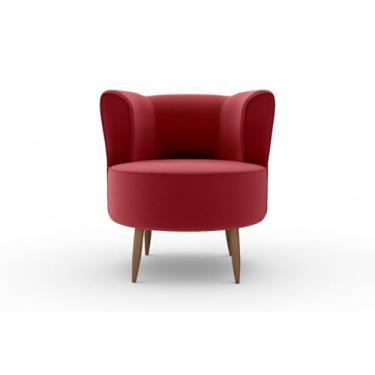 Imagem de Poltrona Savana para Recepção, Sala de Estar, Sala de Leitura, Resistente Reforçada, Tecido Veludo, Pés Madeira(Vermelho)