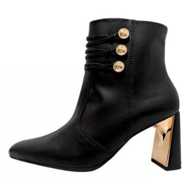 Imagem de Bota Ramarim Cano Curto Salto Alto Metalizado-Feminino