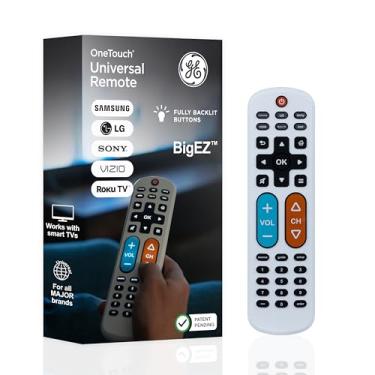 Imagem de GE Controle remoto universal de TV BigEZ OneTouch para idosos, fácil de usar, controle remoto de substituição para Samsung, LG, Sony, Vizio, Roku TV, reprodutores de streaming, botões retroiluminados
