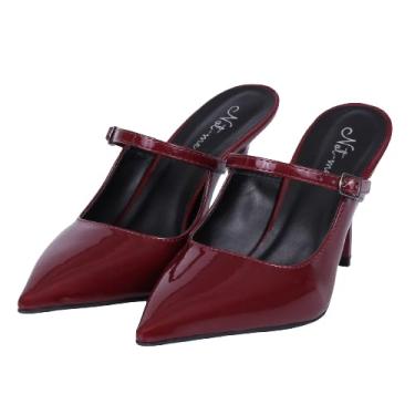 Imagem de Scarpin Feminino Bico Fino Salto Alto Fino Detalhe De Fivela Minimalista (Marsala, BR, Adulto, Numérico, 35)