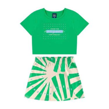 Imagem de Conjunto Blusa Cropped e Short-Saia Bee Loop, Verde, 12