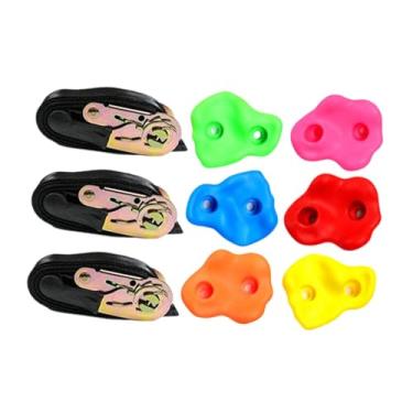 Imagem de Pegciuho 6 Peças de Suportes para árvores de Escalada para Crianças, Artificial com Cinta de Catraca, Suporte Seguro Adequado para Atividades Físicas em, 6 Agarras de Escalada