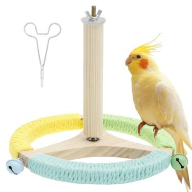 Imagem de Suporte de madeira de poleiro de papagaio versátil acessórios de gaiola de pássaros sólidos rotativos fáceis de instalar poleiro de mesa adequado para papagaios médios (cor: 1 - estilo 1)