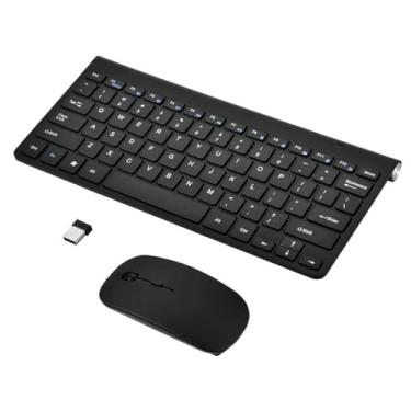 Imagem de Kit Teclado e Mouse Sem Fio Bluetooth, Resistente à Água, ABNT2, Design Slim Moderno, Bateria Durável, Certificado Anatel (Preto)