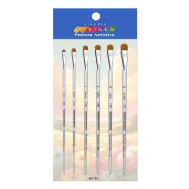 Imagem de Kit c/ 6 Pinceis Sintetico Lingua de Gato Pintura Castelo