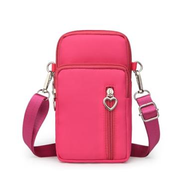Imagem de Bolsa tiracolo feminina - bolsas com alça transversal e carteira - Mini bolsa de braço para telefone, Vermelho rosa, Large, Bolsa tiracolo feminina - bolsas com alça transversal e carteira - Mini