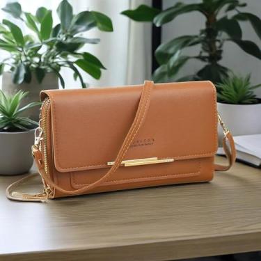 Imagem de Bolsas transversais pequenas para mulheres, carteira de couro feminina, carteira de cartão de crédito, bolsas de ombro ajustáveis para mulheres., Marrom, Bolsas tiracolo de couro Samll para mulheres