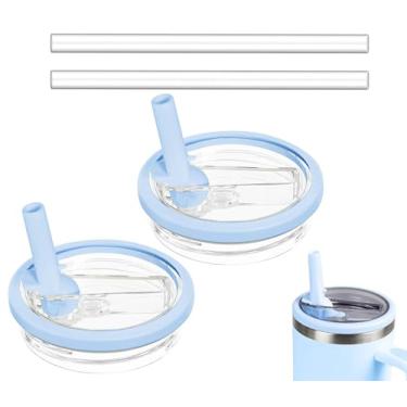 Imagem de Pacote com 2 tampas de canudo de 850 g compatíveis com Stanley Quencher, substituição de tampa à prova de vazamento para Stanley H2.0 FlowState Tumbler Stanley H2.0 FlowState, reutilizável à prova de