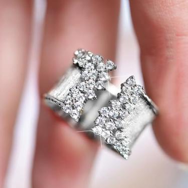 Imagem de Anéis de noivado de zircônia cúbica branca banhada a ouro branco e ouro, alianças de compromisso, festas noturnas, presentes de dia dos namorados, alianças de eternidade para mulheres, 9, Cobre, Sem