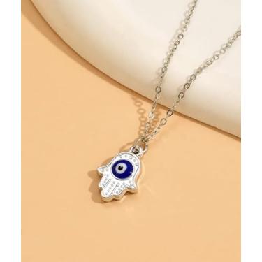 Imagem de Colar com pingente de olho colorido prata feminino masculino uso diário temperamento clavícula acessórios joias moda minimalista requintado colares delicados acessórios joias presente para amigos