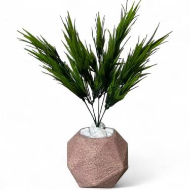 Imagem de Planta Artificial, Planta Arranjo de Mesa Artificial Bambuzinho Da Sorte Vaso Decorativo(Vaso Rose)