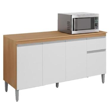 Imagem de Balcao Com Tampo 150 cm Tatiane REAJL Moveis, Amendoa Branco