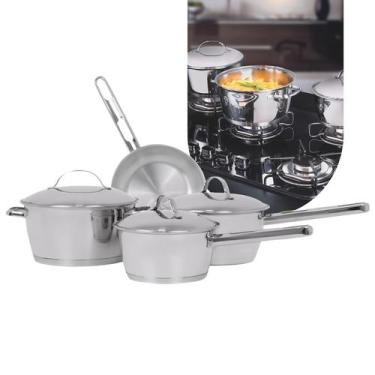 Imagem de Jogo de Panelas Tramontina Allegra Aço Inox com Fundo Triplo  4 Peças,