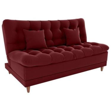 Imagem de Sofa Cama 2 Lugares 185 Cm Duda Veludo E432 Milani Store Vermelho - MI