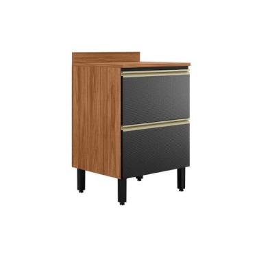 Imagem de Balcão de Cozinha c/ Tampo Proença c/ 1 Porta e 1 Gaveta 60cm Nogueira