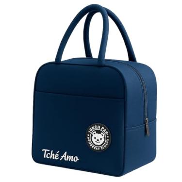 Imagem de Bolsa Térmica Marmita Lancheira Escolar Fitness Academia Passeios Conserva Quente e Frio Compacta e Elegante (Azul)