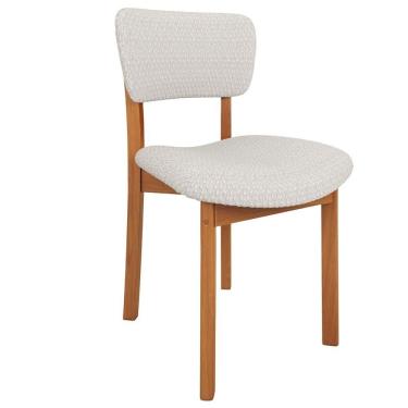 Imagem de Cadeira Dara L02 para Sala de Jantar Estrutura em Madeira Estofada em Bouclê Creme Esti...
