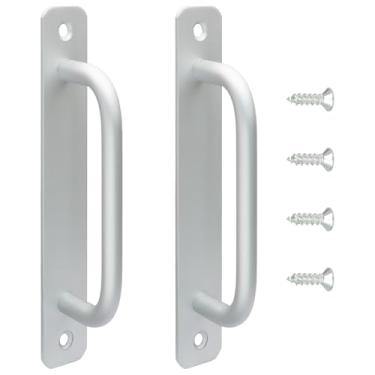 Imagem de Auvotuis Maçaneta de porta de celeiro central com furo de 170 mm, puxador de porta de liga de alumínio, puxadores de porta de armário com placa para cozinha, armário, banheiro, armário, total de 17,8