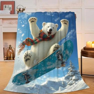 Imagem de Cobertor de urso polar, cobertor divertido de urso polar, macio, aconchegante, felpudo, quente, roupa de cama, berçário, cobertores de bebê, presentes para meninos, meninas, crianças, adultos, homens