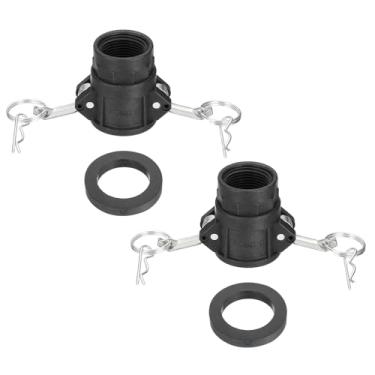 Imagem de PATIKIL Encaixe de came e ranhura de alumínio de 2,5 cm, 2 peças de plugue de poeira Part-D, adaptador macho fêmea NPT Rosca Cam Lock Fitting Acoplamento de desconexão rápida Adaptador de mangueira de