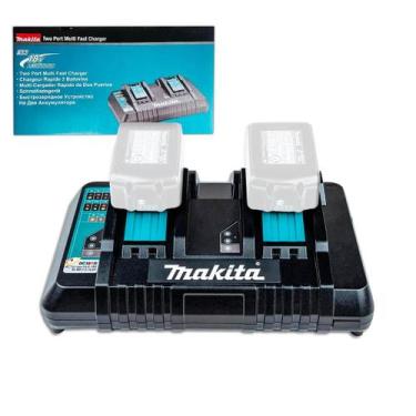 Imagem de Carregador de Bateria Duplo Makita DC18RD 14.4V 18V Carga de 15Min 55M