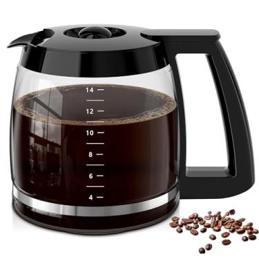 Imagem de Cafeteira de substituição para 14 xícaras para cafeteira Cuisinart DCC-2200, DCC-2600, DCC-2800, DCC-3200 e DCC-3200P1, jarra de vidro de substituição para Cuisinart com cabo resistente, livre de BPA