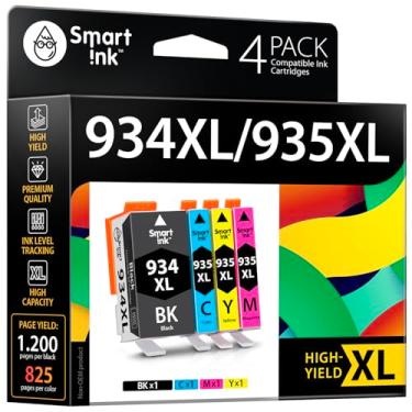 Imagem de Smart Ink Cartuchos de tinta compatíveis de substituição para HP 934 e 935 HP 934XL 935XL pacote combo (1 preto, ciano/magenta/amarelo) para impressora HP Officejet Pro 6230 6830 6835 Officejet 6800