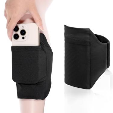 Imagem de XLIUAX Suporte de telefone de perna, alça de perna para celular, carteira no tornozelo, suporte de coxa, alças de panturrilha, bolsa de braço ajustável, bolsa de armazenamento de braçadeira esportiva