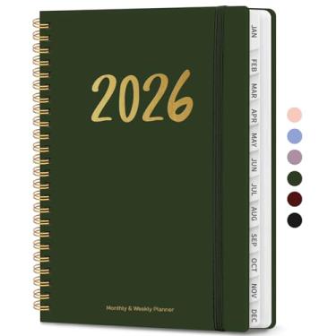 Imagem de Agenda 2026 – Agenda semanal e mensal, janeiro de 2026 a dezembro de 2026, encadernado em espiral 2025, bolso interno, perfeito para escritório, casa, material escolar - A5 (16 cm x 21,6 cm), verde