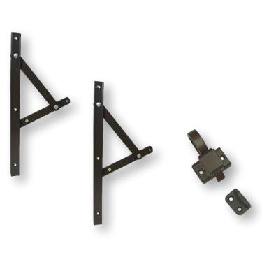 Imagem de Kit Braço Janela Maxim-ar 40cm + Fecho Gatilho Marrom
