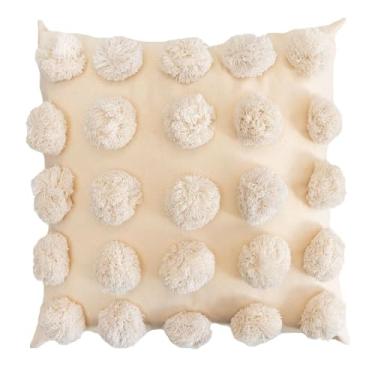 Imagem de Almofada Decorativa Pompons Handmade 45×45 cm – Design Boho em Algodão com Enchimento Incluso