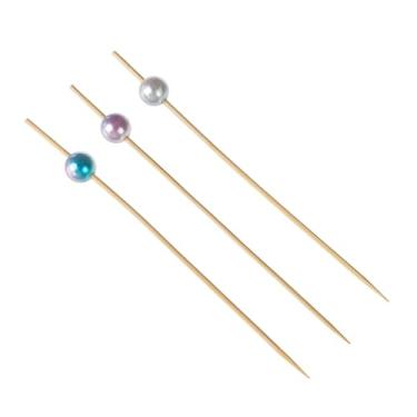 Imagem de PALITO EM BAMBU P/PETISCOS 12CM - BOLINHA METALIZADA NAKARADO