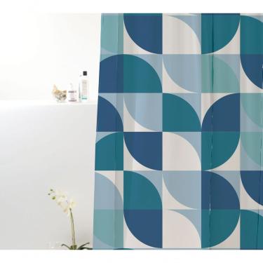 Imagem de Coina Box Poliéster Ondas 198x180cm - Uzoo Cortina Box Poliester 1.98x1.80m Ondas Azul 828902