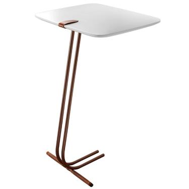 Imagem de Mesa Apoio Lateral Para Sofá Lisboa Pé Café Branco