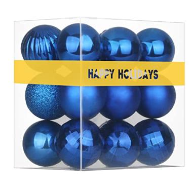 Imagem de Bolas de Natal grandes azul-royal de 8 cm – enfeites de árvore de Natal, bolas penduradas à prova de estilhaçamento para aniversário, Halloween, férias, casamentos, conjunto de 18 peças