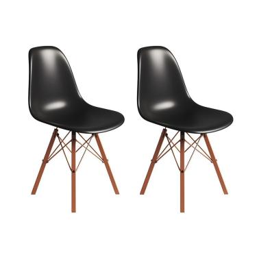 Imagem de Conjunto 2 Cadeiras Eames Tubo Ferro Cobre Assento Preto