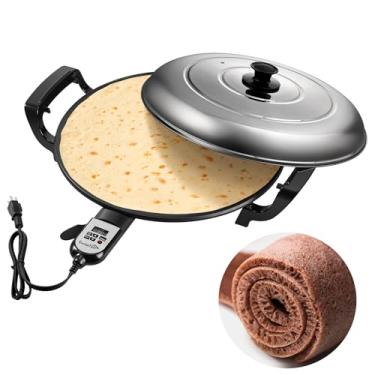 Imagem de Chapa elétrica de 47 cm para panquecas Teff, Injera, Anjero, Crepe, Lefse, Mogogo e Mitad – Controle de calor digital ajustável, distribuição uniforme de calor, superfície antiaderente