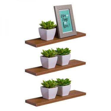 Imagem de Kit 3 Prateleiras 50 X 20cm Freijó Suporte Invisível