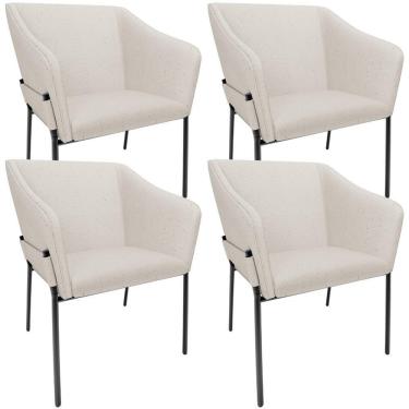 Imagem de Kit 4 Cadeiras Para Sala De Jantar Estar Living Olívia L02 Linho Cru