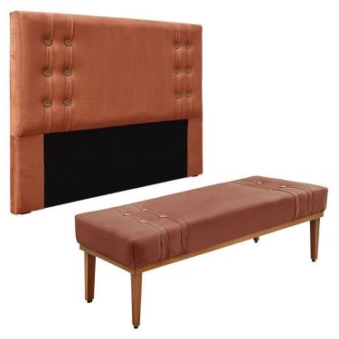 Imagem de Kit Cabeceira E Calçadeira Recamier Casal 1,40M - Cobre
