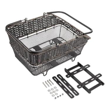 Imagem de Generic Cesto traseiro multifuncional para bicicleta com alça, ideal para compras, fácil de instalar e leve. Dimensões: 45 x 32,5 x 20 cm (17,7, Pp E Metal