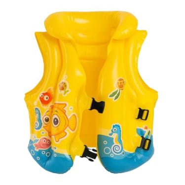 Imagem de Colete Salva-Vidas Infantil Natação Boia Fechos Ajustáveis Flutuador de Segurança Piscina (Amarelo)